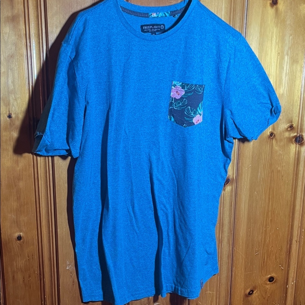 Free Planet Teal T-Shirt with Floral Accent